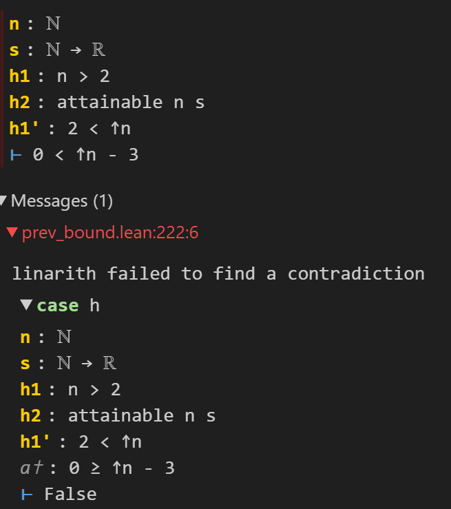 Output from a Lean REPL which contradicts a simple, false mathematical claim, from Terence Tao's blog